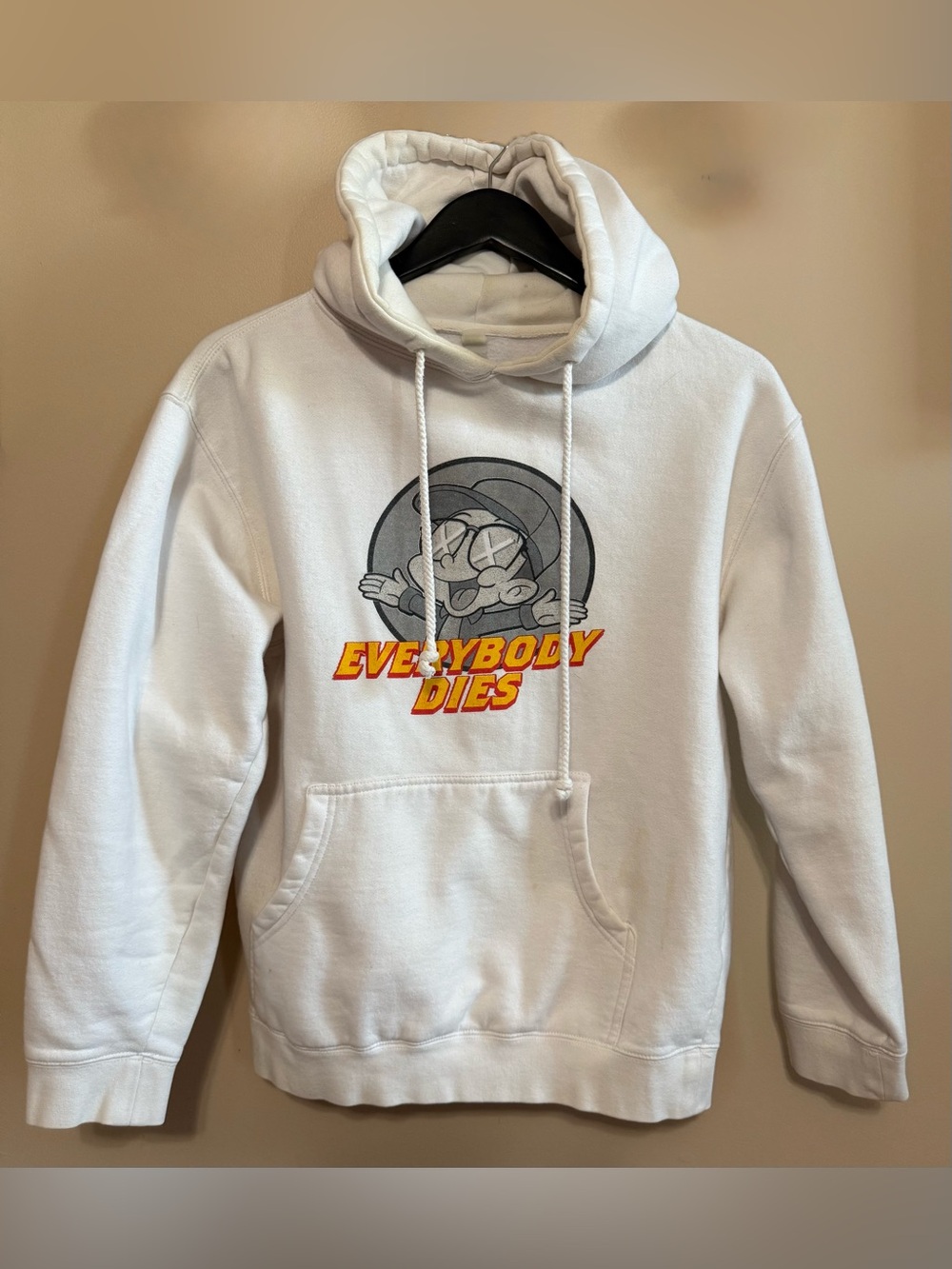 Men's White Logic 'Everybody Dies Pullover Hoodie Sz M